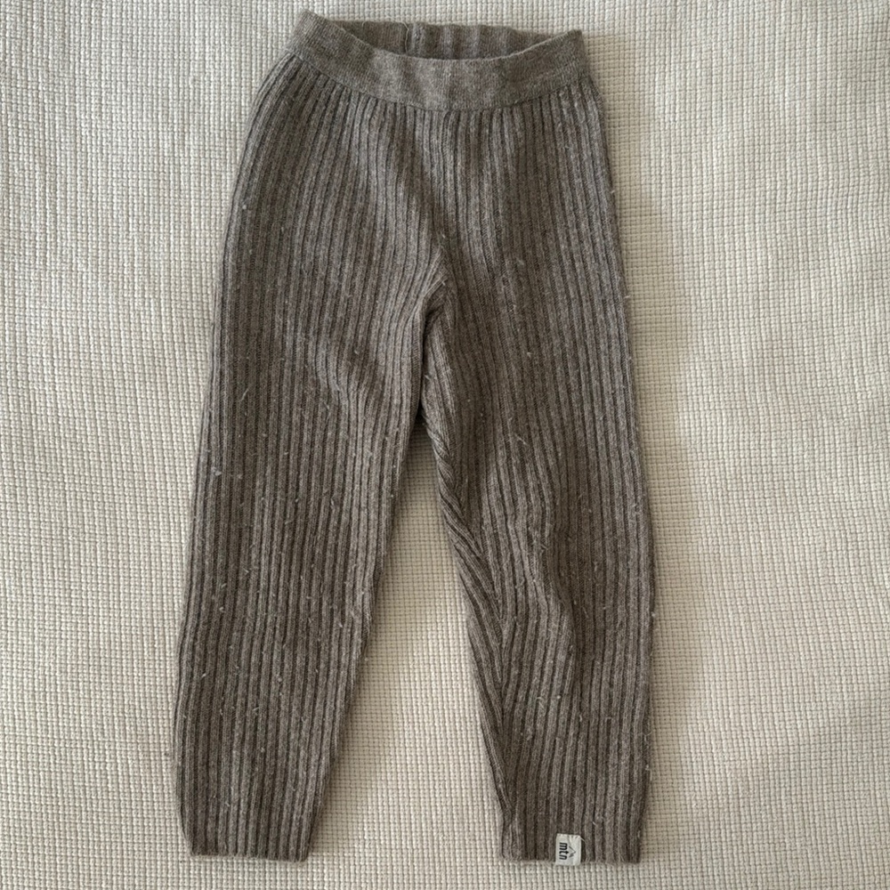 Sustainable Wool Ribbed Leggings with Elastic Waistband